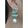 Pendientes Elegantes con Perlas Naturales, Turquesa y Piedras Semipreciosas - Joyería