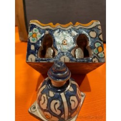 Tintero Antiguo de Cerámica - Diseño Árabe Mudéjar Tradicional