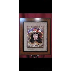 Virgen del Rocío - Obra Artística en Óleo y Tapiz con Detalles Florales