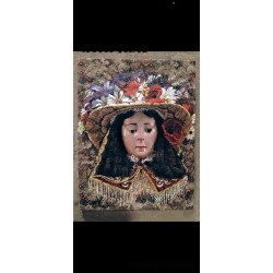 Virgen del Rocío - Obra Artística en Óleo y Tapiz con Detalles Florales