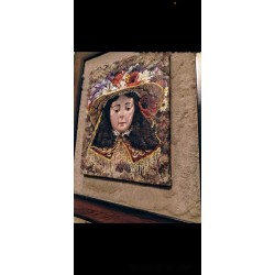 Virgen del Rocío - Obra Artística en Óleo y Tapiz con Detalles Florales