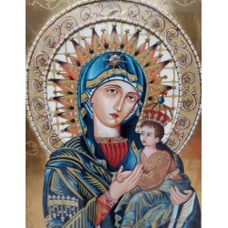 Virgen María con Niño - Obra de Arte Religiosa con Detalles Dorados