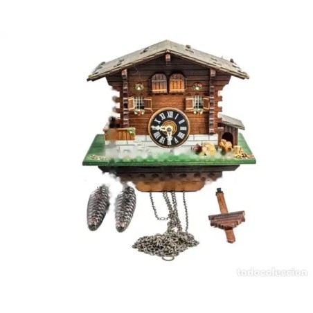 Reloj de Cuco Alemán Casa Alpina - Madera Tallada con Pesas y Péndulo
