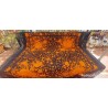Elegante Mantón de Manila Vintage - Bordado Naranja y Negro con Flecos Artesanales