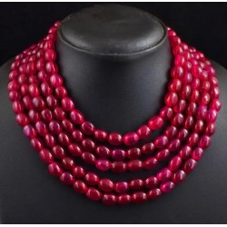 Collar Multihilera de Rubí Natural - Gargantilla 5 Vueltas 1180CT Piedra Preciosa