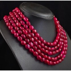 Collar Multihilera de Rubí Natural - Gargantilla 5 Vueltas 1180CT Piedra Preciosa