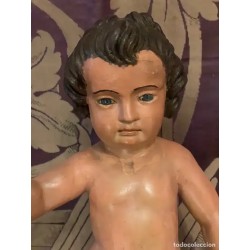 Talla Antigua del Niño Jesús con Peana - Escultura Religiosa Siglo XVIII