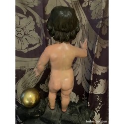 Talla Antigua del Niño Jesús con Peana - Escultura Religiosa Siglo XVIII