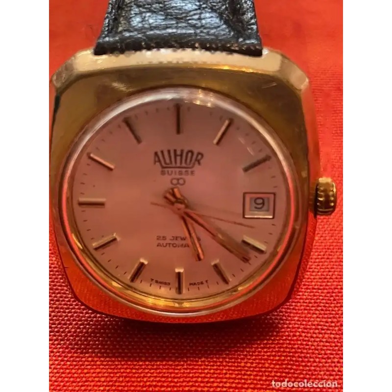 Reloj Autor Suisse Vintage Automático - Caja Dorada 25 Jewels con Calendario