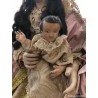 Figura Religiosa Vintage de Virgen con Niño - Talla Artesanal en Madera de Cedro