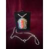 Colgante Antiguo de Coral Tallado en Filigrana de Plata - Esmalte Cloisonné Azul