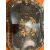 Pareja de Bandejas Antiguas Decorativas - Set Toleware con Motivos Florales Dorados