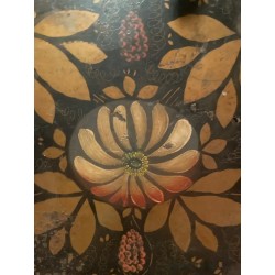 Pareja de Bandejas Antiguas Decorativas - Set Toleware con Motivos Florales Dorados