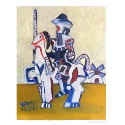 Vladimir Ksieski (Londres, 1944). "Quijote". Aceite en cartón duro.