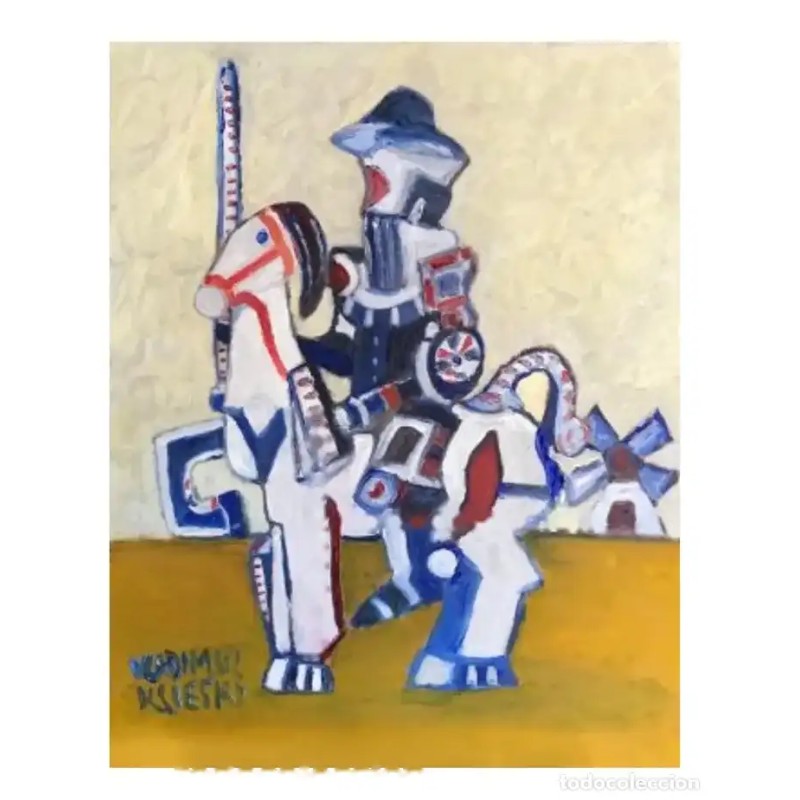 Vladimir Ksieski (Londres, 1944). "Quijote". Aceite en cartón duro.