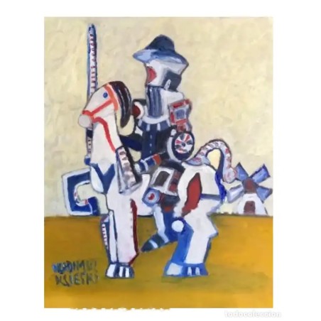 Vladimir Ksieski (Londres, 1944). "Quijote". Aceite en cartón duro.