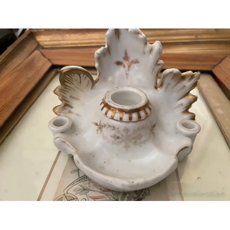 Tintero Antiguo Porcelana Vieux Paris Siglo XIX - Escritorio Estilo Luis Felipe