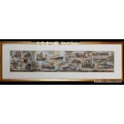 Gouache Vintage de medios de transporte por Ramón López Muñoz - Ilustración histórica
