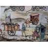 Gouache Vintage de medios de transporte por Ramón López Muñoz - Ilustración histórica