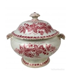 Sopera Vintage de Loza Pickman del Siglo XIX - Pieza de Colección con Decoración Floral