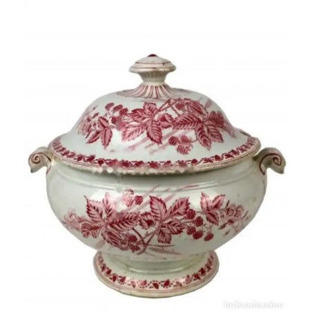 Sopera Vintage de Loza Pickman del Siglo XIX - Pieza de Colección con Decoración Floral