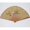 Abanico Japonés Antiguo con Cuervo y Flores - Papel Acuarelado Siglo XX