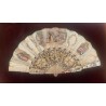 Abanico Antiguo con Varillas de Hueso y Nácar - Pieza Colección Siglo XIX