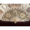 Abanico Antiguo con Varillas de Hueso y Nácar - Pieza Colección Siglo XIX