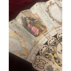 Abanico Antiguo con Varillas de Hueso y Nácar - Pieza Colección Siglo XIX