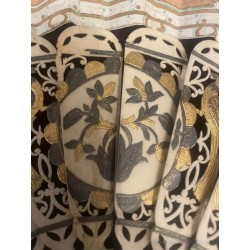 Abanico Antiguo con Varillas de Hueso y Nácar - Pieza Colección Siglo XIX