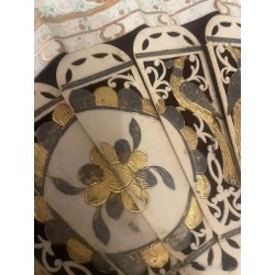 Abanico Antiguo con Varillas de Hueso y Nácar - Pieza Colección Siglo XIX