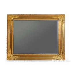Elegante Espejo Vintage del Siglo XIX - Marco Ornamental de Madera y Latón Dorado