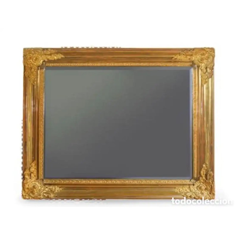 Elegante Espejo Vintage del Siglo XIX - Marco Ornamental de Madera y Latón Dorado Elegante Espejo Vintage del Siglo XIX - Marco Ornamental de Madera y Latón Dorado