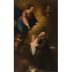 JOSÉ MARÍA RODRIGUEZ DE LOSADA “Virgen con el Niño y san Félix de Cantalicio”. Óleo sobre lienzo.