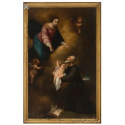 JOSÉ MARÍA RODRIGUEZ DE LOSADA “Virgen con el Niño y san Félix de Cantalicio”. Óleo sobre lienzo.