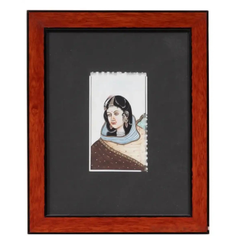 Retrato de Dama Hindú - Miniatura Tradicional del Siglo XX Retrato de Dama Hindú - Miniatura Tradicional del Siglo XX