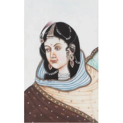 Retrato de Dama Hindú - Miniatura Tradicional del Siglo XX