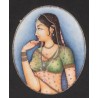 Retrato de Dama Hindú - Miniatura en Marfil del Siglo XX