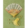 Abanico Antiguo Enmarcado con Encaje y Nácar - Pieza Decorativa Principios S.XX
