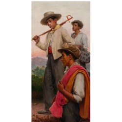 JOSÉ RICO CEJUDO (Sevilla, 1864 – 1943). “Mozos”, Sevilla. Óleo sobre lienzo.
