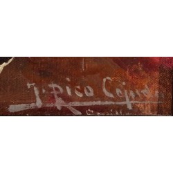 JOSÉ RICO CEJUDO (Sevilla, 1864 – 1943). “Mozos”, Sevilla. Óleo sobre lienzo.