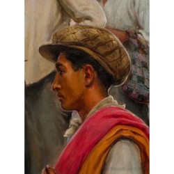 JOSÉ RICO CEJUDO (Sevilla, 1864 – 1943). “Mozos”, Sevilla. Óleo sobre lienzo.