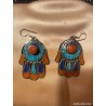 Pendientes Mano de Fátima en Plata Tibetana con Incrustaciones de Piedras Multicolor