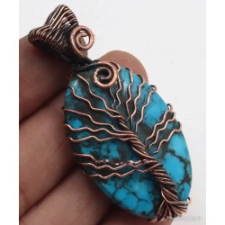 Colgante Árbol de la Vida en Turquesa Natural - Alambre de Cobre Artesanal