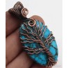 Colgante Árbol de la Vida en Turquesa Natural - Alambre de Cobre Artesanal