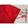 Antiguo cubrecama con cubre almohada, bordado y pintado, flores y medallón