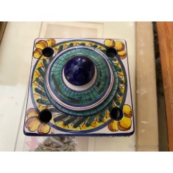 Tintero Antiguo de Cerámica de Triana - Caja Decorativa Pintada a Mano Paisaje