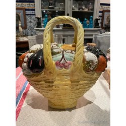 Búcaro Vintage de Manises - Cesta de Cerámica con Frutas Decorativas