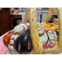Búcaro Vintage de Manises - Cesta de Cerámica con Frutas Decorativas
