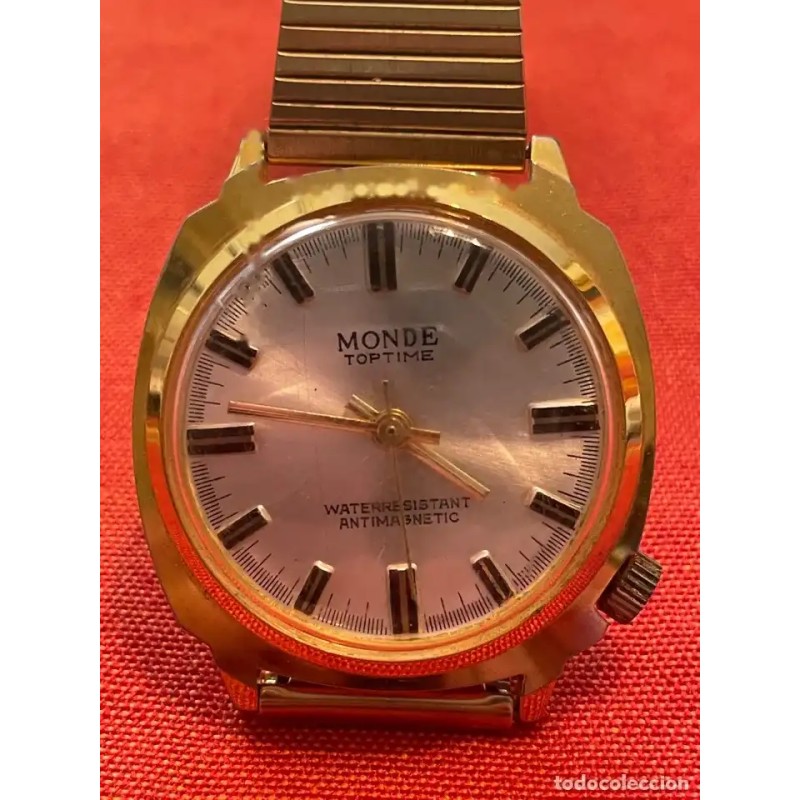 Reloj Vintage MONDE Toptime Chapado en Oro - Antimagnético Waterresistant Años 70